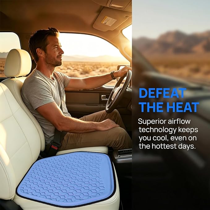 Zpana Gel Car Seat Cushion, Non-Slip & Comfortable Automotive Chair Protector Pad for Driving, Breathable Vehicle Interior Mat Cover Accessories, Universal Fit (Dark Blue) | Comfortable Automotive Chair Protector Pad, Vehicle Interior Mat Cover Accesso... - Image 5
