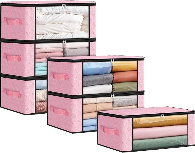 35L Closet Organizers, Foldable Under Bed Storage Containers | Storage Bags with Zippers,Window and Handles for Organizing Bedroom, Closet, Clothing,Organization with Handle by Fabtotes