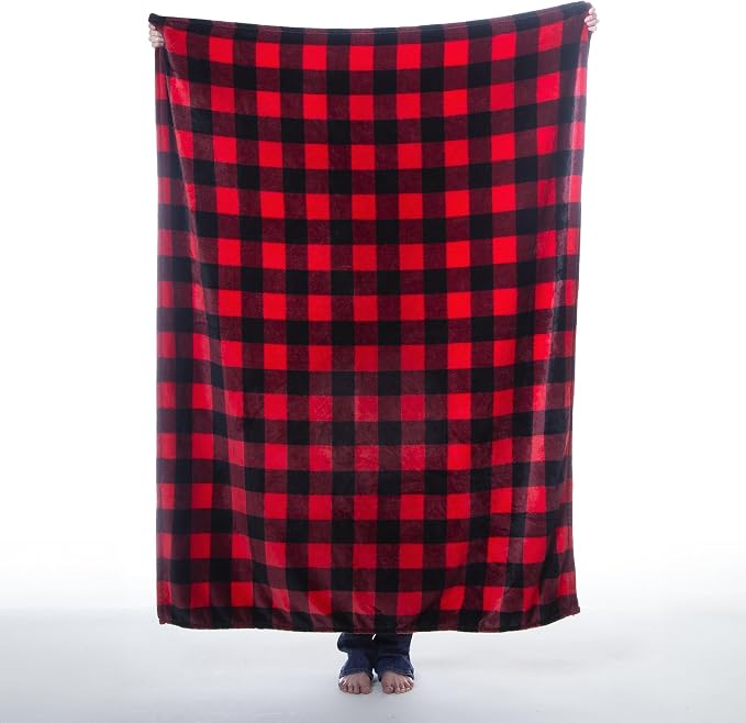 Carstens, Inc. Travel Blanket, Premium Compact 2-in-1 Airplane Blanket/Pillow, Red Buffalo Plaid - Image 2