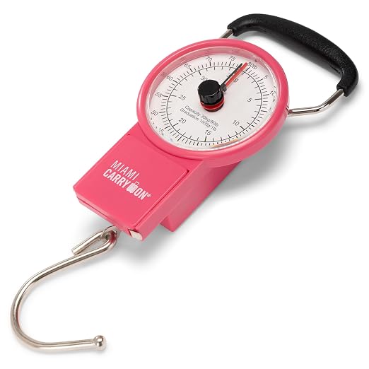 Mechanical Luggage Scale with Tape Measure, Up to 80 Pounds (Pink) by MiamiCarryOn