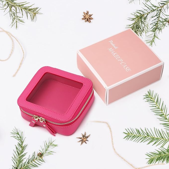 Pinkmik Mini Clear Makeup Bag, Fuxia, MINI | Small Size, Cosmetic & Toiletry Case, Zipper Closure, Purse Organizer, Car Essentials - Image 7