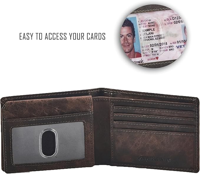Wallet for Men Slim RFID Blocking Leather Bifold Minimalist 2 ID Windows Gift Box Carteras Para Hombres (DISTRESSED, ESPRESSO) - Image 5
