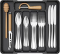 Lifewit Silverware Organizer for Drawer, Expandable Utensil Tray | BPA-free Plastic Adjustable Cutlery Holder for Kitchen Storage, 8.1-13.9 x 11.3, Black by Lifewit