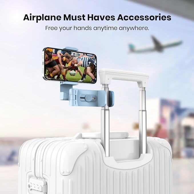 Klearlook 4 in 1 Adjustable Phone Stand - 360 Rotation Handsfree Viewing Flight Phone Holder, Foldable Travel Essentials, Accessory for Home/Office - Blue - Image 2