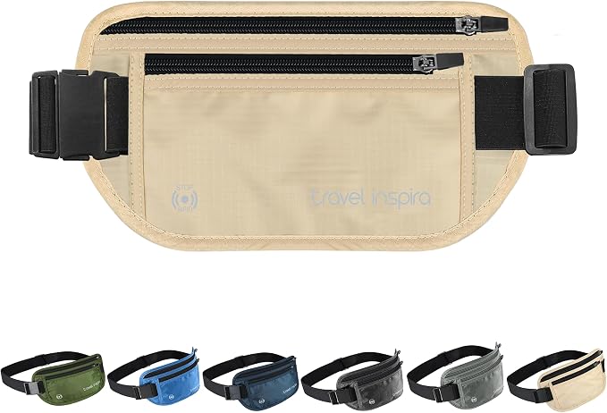 travel inspira RFID Blocking Hidden Money Belt | Dual Zipper Storage by TravelInspira