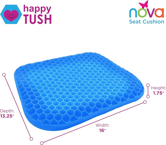 NOVA Happy Tush Gel Cell Seat Cushion, Double-Layer Pressure-Relief Gel, Foldable & Portable, Water-Resistant, Washable Non-Slip Cover, Home, Office & Travel - Image 6