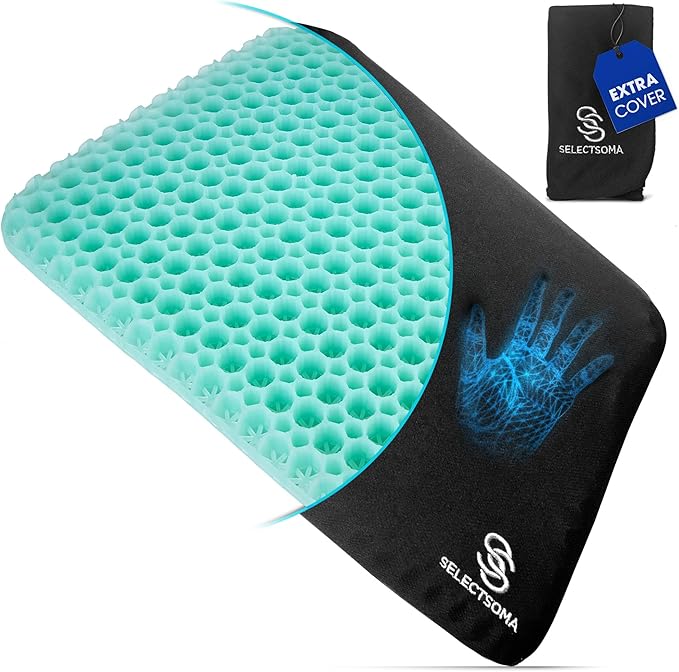 Gel Seat Cushion for Long Sitting, Pressure Relief for Sciatica, Tailbone, Coccyx & Back Pain, Office Chair, Wheelchair, Car & Truck – Standard Size Mint Green Gel by SelectSoma