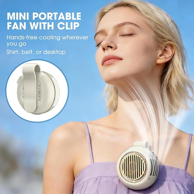Portable Mini Bladeless Fan Clip on, 5 Speeds Clip on Fan for Shirt & Waist | USB Rechargeable 360° Rotatable Silent Small Fans, 2026 New Whirlwind Fans for Outdoor/Travel/Office (White) - Image 3