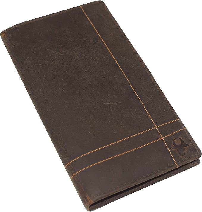 Marshal Bifold Leather RFID Blocking Wallet For Men & Women | Genuine Leather Holder With 19 Slots, 2 Bill Compartments & ID Window | For Credit/Debit Cards, Money & More (Vintage Logo Brown) - Image 3
