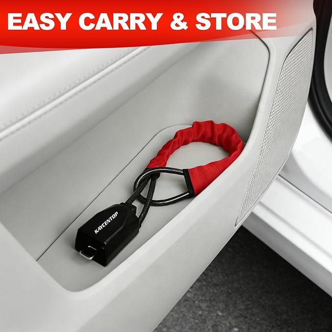 KAYCENTOP Car Steering Wheel Lock, Seat Belt Lock, Anti-Theft Device, Max 17 Inch Length, Small and Light-Weight, Multi-Functional, Fit Most Vehicle, SUV, Golf Cart Security (Red) - Image 8