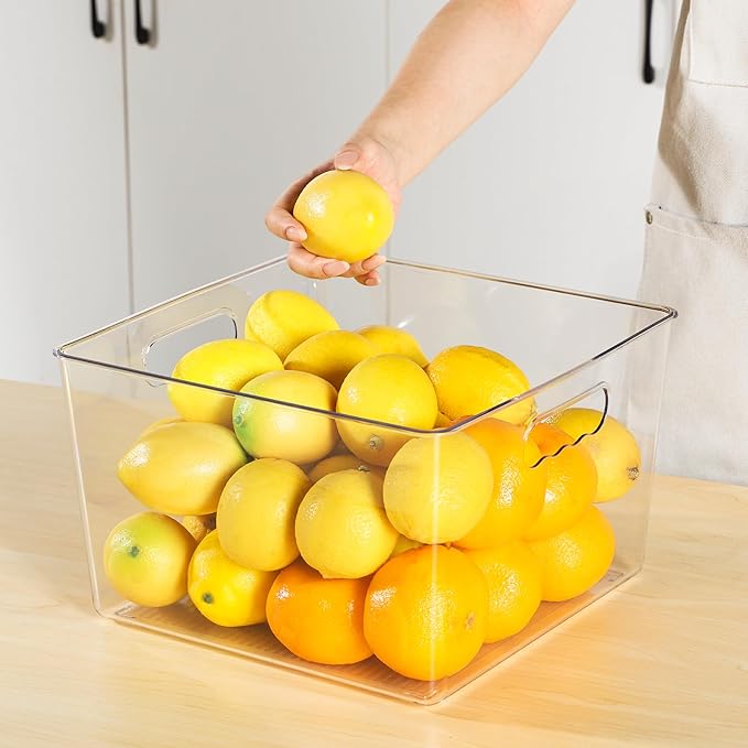 Vtopmart 8 Pack Extra Large Clear Storage Bins, 11x11 Cube Organizer | Acrylic Cube Storage Bins, Plastic Containers with Handle for Pantry, Kitchen, Closet, Laundry Room, Bathroom, Under Sink - Image 6