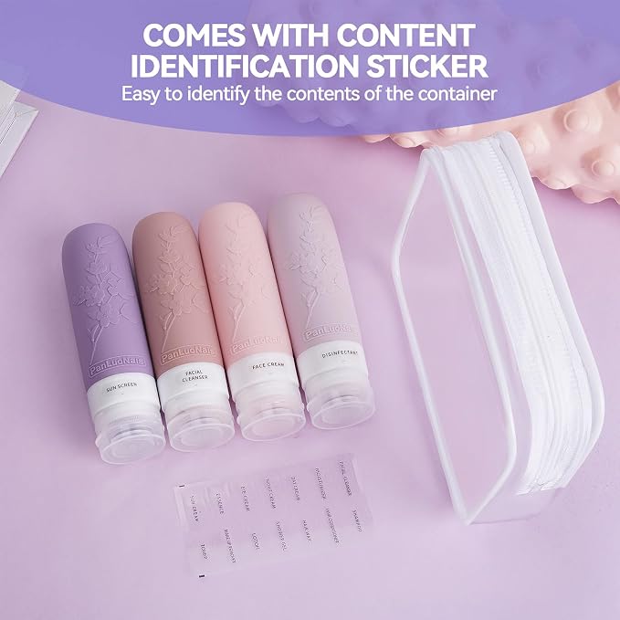 Silicone Travel Bottles for Toiletries, TSA Approved Leak-Proof Toiletry Containers for Airplane & Vacation - Image 6