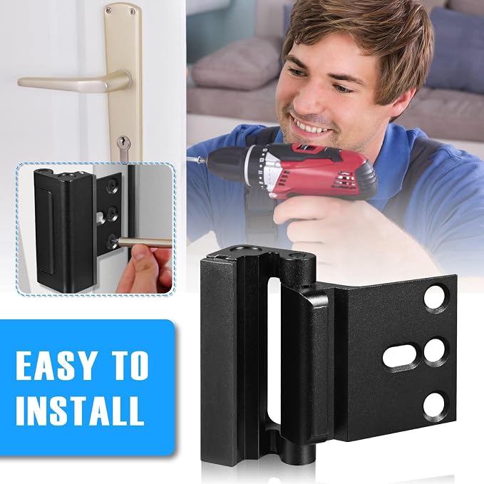 1Pack Door Reinforcement Lock Home Security, Childproof Safety | Top Door Lock Latch for Toddlers Safety, Inside Defender Prevents Unauthorized Entry on Inward Doors, Withstands 800lbs - Image 8
