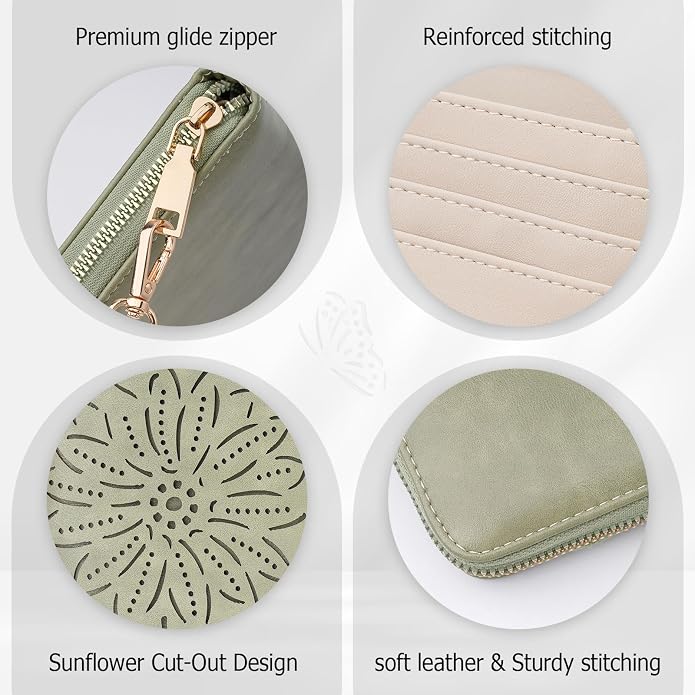 RFID Wallet Women Large Capacity Sunflower Wristlet Wallets for Women Clutch Ladies Cell Phone Purse - Image 5