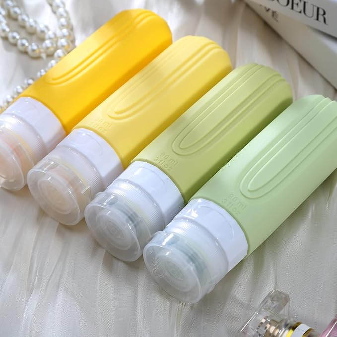 Mrsdry Travel Bottles for Toiletries, Tsa Approved 3oz Travel Size Containers BPA Free Leak Proof Refillable Liquid Silicone Squeezable Travel Accessories for Shampoo Conditioner Lotion (4 Pack) - Image 5
