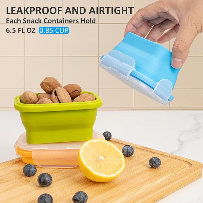 Collapsible Snack Containers With Lids,Collapsible Food Storage Containers,Mini Fridge Organizer,Microwave Freezer Dishwasher Safe(6pcs,6.5oz) - Image 4