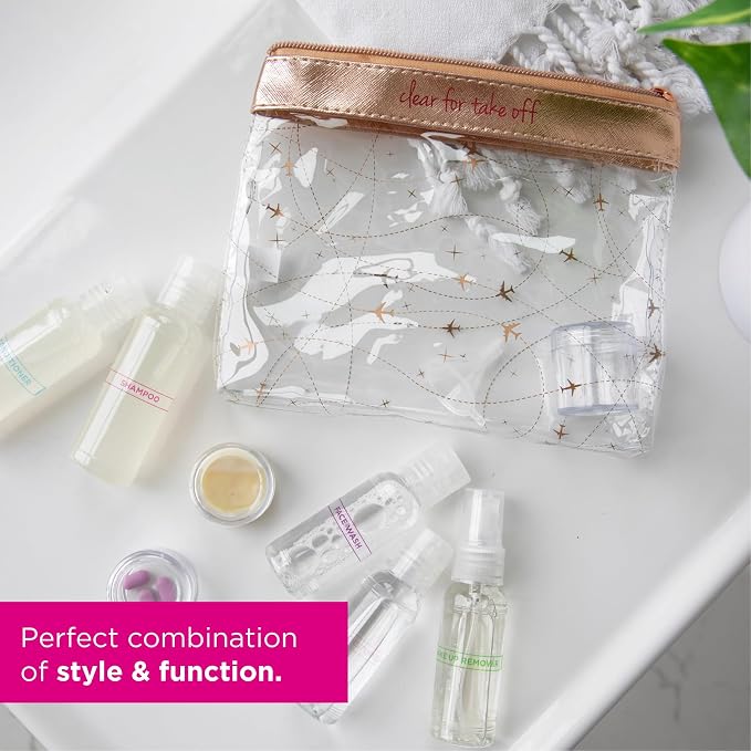 MIAMICA TSA Compliant Travel Bottles and Travel Toiletry Bag – Includes 12 Pieces – 7.55" L x 7.4" W x 1.8" D, Clear – Cute Travel Gifts - Image 4