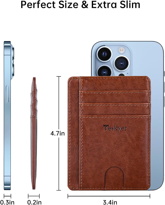 Teskyer Slim Minimalist Wallet for Men, RFID Front Pocket Card Holder | Ultra Slim Front Pocket Design, 8 Card Slots, RFID Protection, Smooth Faux Leather for Everyday Carry - Image 7