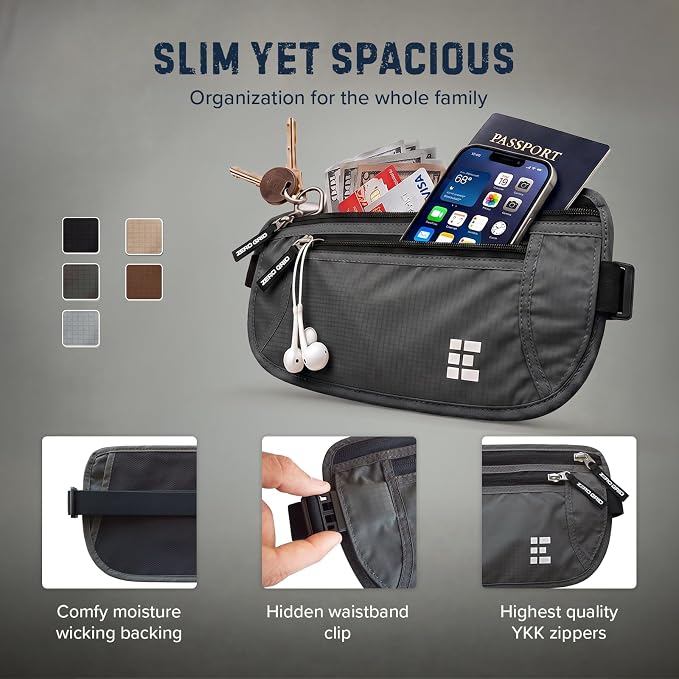 Money Belt for Secure Travel - RFID Blocking Slim Passport Holder - Hidden Waist Pouch for Cash, Credit Cards, Documents - Concealable Under Clothes, Water-Resistant Slim Fanny Pack for Men and Women - Image 5