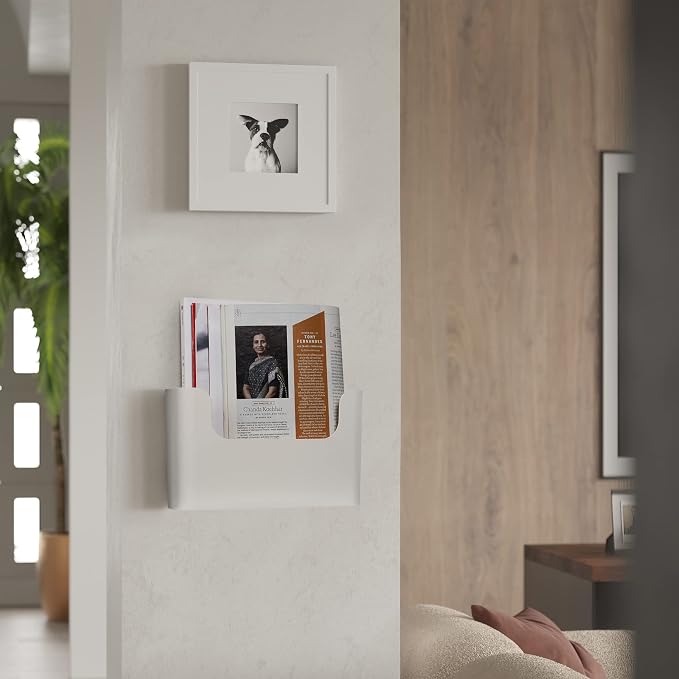 YOHOM No Drilling File Holder Wall Mails Magazines Organizer Adhesive Door Mount, Single Pocket(WHITE, 1 PCS) - Image 7