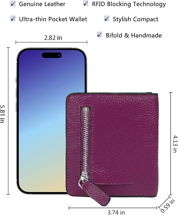 Small Leather Wallet for Women, Ladies Credit Card Holder RFID Blocking Women's Mini Bifold Pocket Purse - Image 5