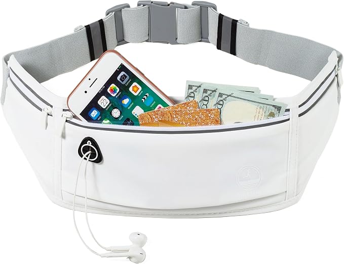Running Belt Slim Fanny Pack Jogging Pouch Phone Holder Waist Pack - White - Image 3