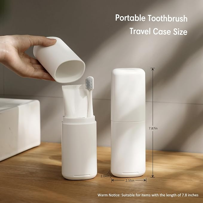 BALUCA Travel Toothbrush Case, Portable Tooth Brush Holder and Toothpaste Cover Container with Mouthwash Cup, Compact Oral Clean Tools Organizer for Traveling/Camping/School/Home - Large Capacity - Image 6