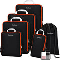 6 Set Large Compression Packing Cubes for travel. | Durable, Expandable and Lightweight Packing Cubes for Travel Compression with Laundry bag, Black by Unknown