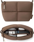Comfyable Puffy Electronics Organizer Travel Case, Cute Tech Pouch for Women Men, Cable Storage Bag for Charger, Phone, Power Bank, Cord, Compact Tech Accessories Pouch, Mocha Brown by Comfyable
