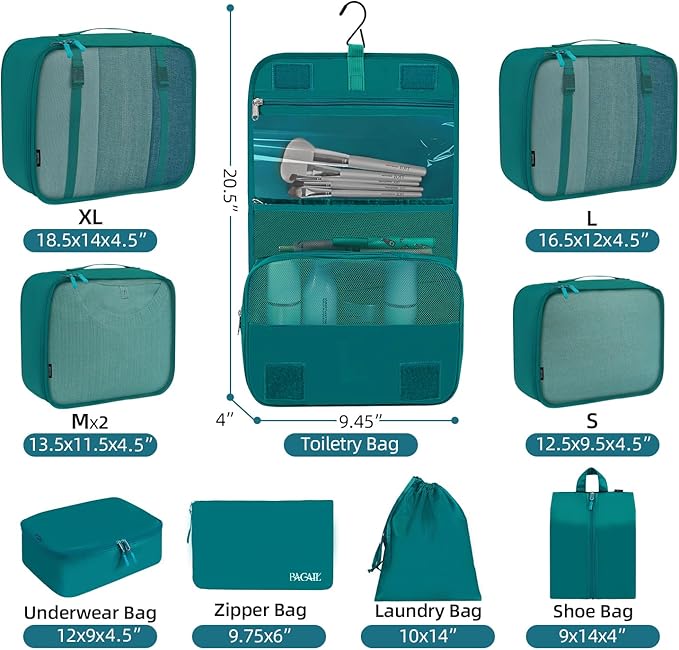 BAGAIL 6 Set/8 Set/10 Set Packing Cubes Various Sizes Packing Organizer for Travel Accessories Luggage Carry On Suitcase - Image 2