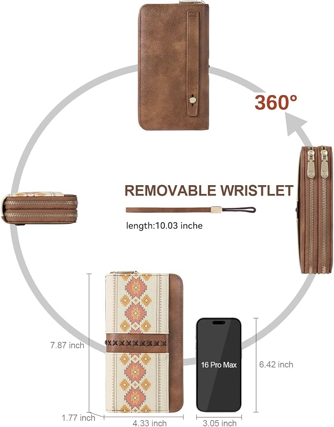 BOSTANTEN Wristlet Wallets for Women RFID Large Capacity Clutch Wallet | 24 Card Slots, 2 Zipper Pockets, Phone ＆ Card Holder, Zip Around, Hand Strap, Vegan Leather, Great Gifts - Image 4