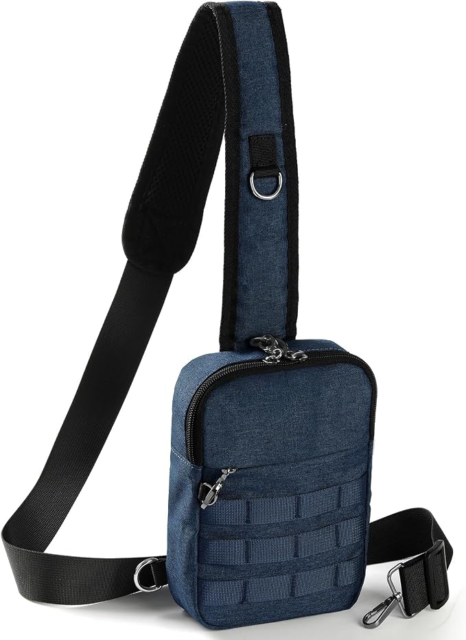 Anti Theft Sling Bag Tactical Small Shoulder Chest Crossbody Bag for Men Women with Zipper Lock RFID Blocking(blue) by Tibroni