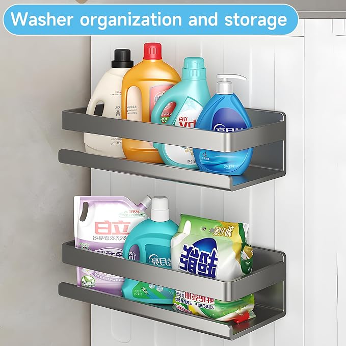 4 Pack Metal Magnetic Shelf, Small Kitchen Organization | Include Magnetic Spice Rack for Refrigerator,Magnetic Paper Towel Holder,Magnetic Hooks,Space-saving Storage rack - Image 8