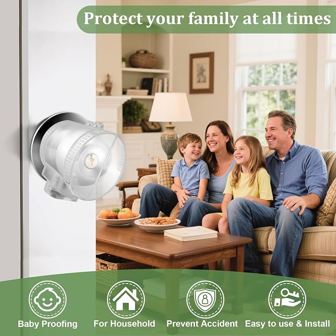 Child Proof Door Knob Cover Lock – Prevents Turning of Door Knob and Access to Keyhole, Can be Used for Home Rentals, Evictions, Job Sites & More – Keyed Alike(Transparent) - Image 6