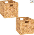 M4DECOR Storage Cube 10.5 x 10.5in, Wicker Storage Baskets for Shelves, Water Hyacinth Storage Baskets, Square Wicker Storage Basket (2 Packs 10.5in) by M4DECOR