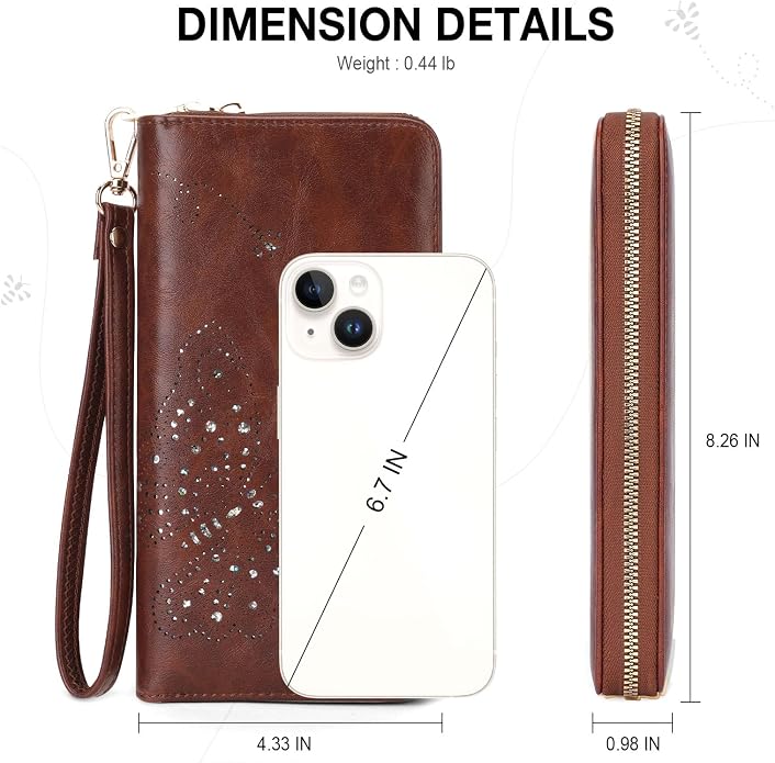 KITEVIUN RFID Wallet Women, Large Capacity Butterfly Cell Phone Clutch Purses Ladies Wristlet Wallets for Women - Image 3