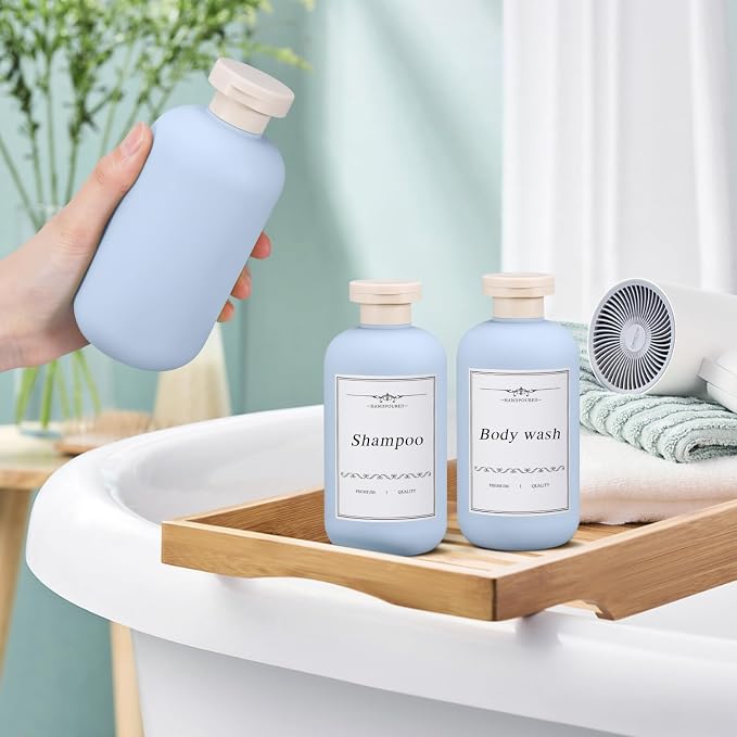 6.8oz Travel Bottles for Toiletries, Empty Plastic Squeeze Bottles with Flip Cap, Lotion Container for Toiletries Travel Size Shampoo and Conditioner (3 pack, bule) - Image 6