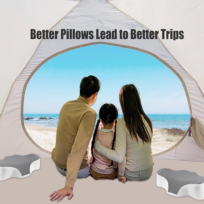 Bespilow Travel Size Cervical Neck Pillow for Sleeping,Ergonomic Support | Small Comfortable Contour Memory Foam Pillows for Neck Pain Relief, Compact Camping Pillow for RV, Road Trip, Cooling Cover - Image 9