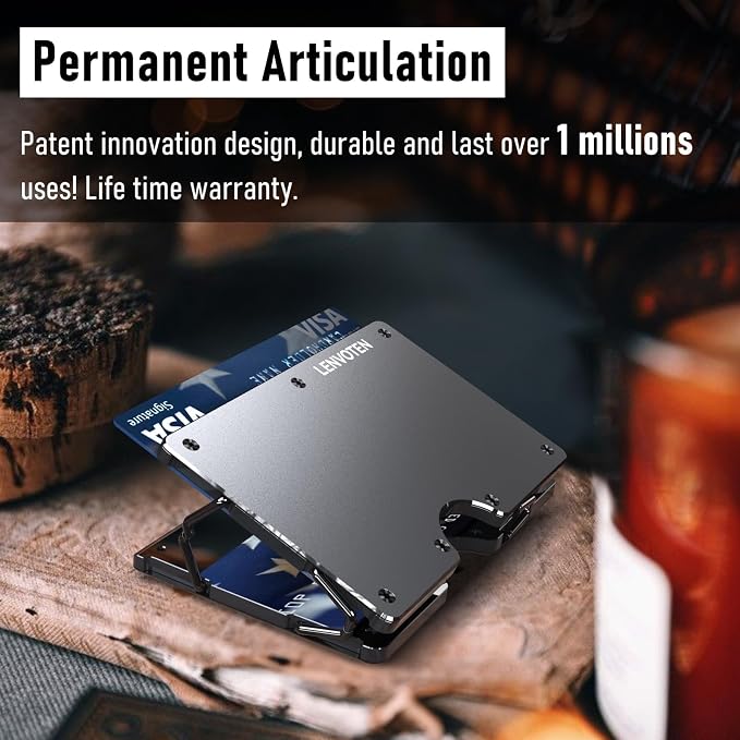 Lenvoten Upgraded Hinged Minimalist Wallet for Men, RFID Blocking Wallet | Slim Metal Aluminum, Credit Card Holder, Money Clip Holds 20 Cards, Premium Scratch-Resistant Finish, Ideal Gift for Men - Image 8