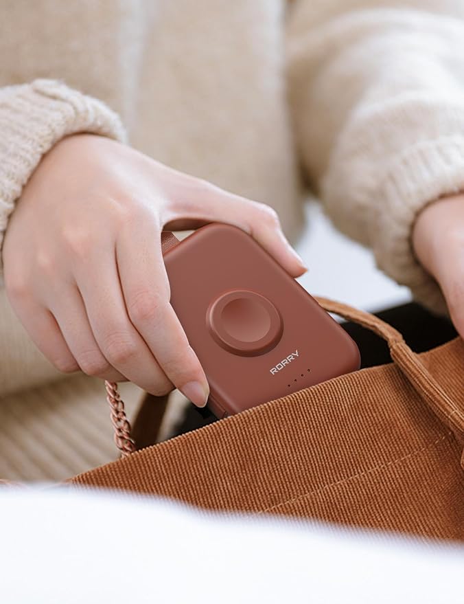 RORRY CharmGo Portable Charger, 5000mAh Portable Charger Power Bank | Built-in Cables,Travel Keychain Battery Pack Essentions for Apple Watch 1~11 Series/Ultra/SE & iPhone Air/17/16/15/14/13/12 - Image 4