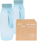 BLUE GINKGO Collapsible Water Bottle [2-Pack] – Lightweight, Foldable Silicone Bottles for Travel, Hiking, and Camping (16.9oz, Made in Korea, Blue) by BLUEGINKGO