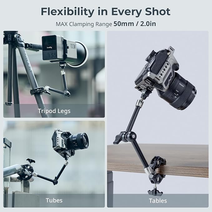 SMALLRIG 12.9 Inches Magic Arm Clamp, with 1/4'' Screw & Anti-Deflection Retractable Pin, Clamp Mount for GoPro/for Insta360 /for DJI Action/for DSLR/for Light/for Monitor/for Phone - 5312 - Image 7
