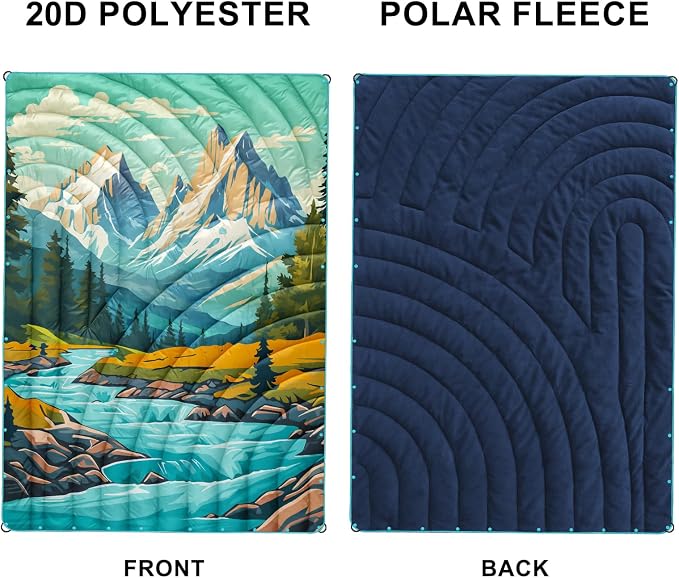 Camping Blanket,Puffy Blanket Lightweight Packable Camping Blanket Outdoor Blanket for Camping,Traveling, Stadium, Hiking, Picnics - Image 5
