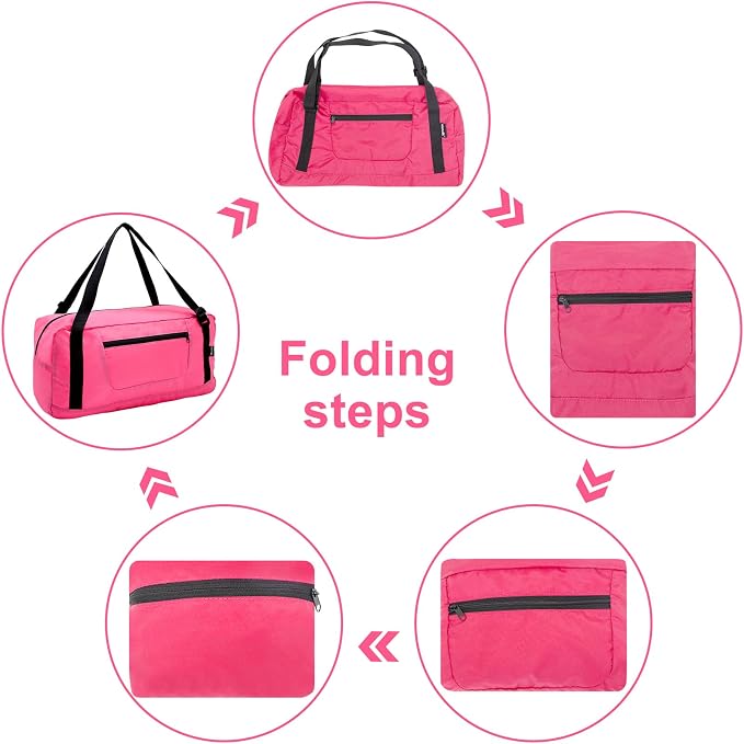 HOLYLUCK Foldable Travel Duffel Bag For Women & Men Luggage Great for Gym - pink - Image 5