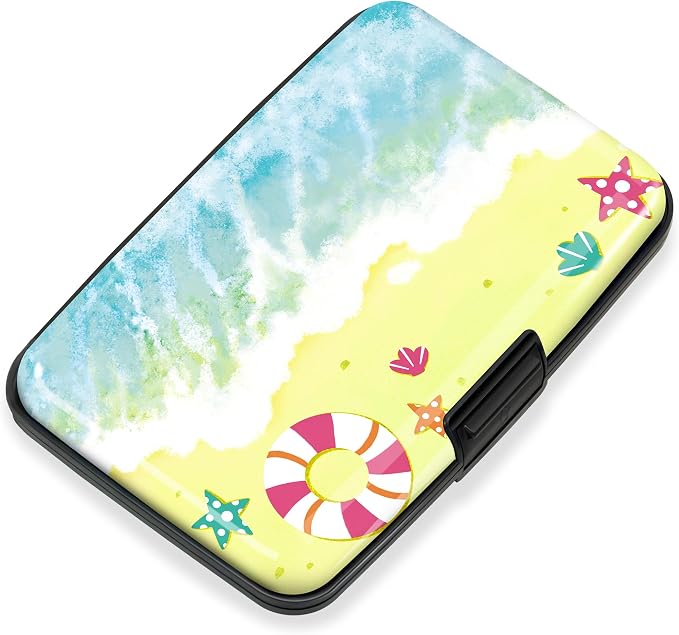 Mayski Credit Card Holder for Women RFID Blocking Wallet, Beach Bliss | Card Wallets for Women Small Mini Business Metal Accordion Aluminum Alloy Hard Case for Men by SLIMELEGANCEPERSONIFIED