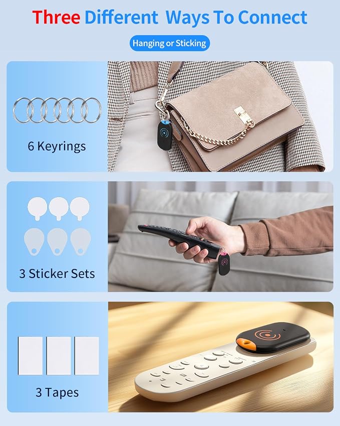 Esky Ultra Slim Key Finder Locator with 80dB Sound and 6 Receivers | Remote Wallet Tracker and Item Locators Beeper Tags for Finding Key, TV Remote, Wallet, Pets and Phone, Gifts for Women - Image 6
