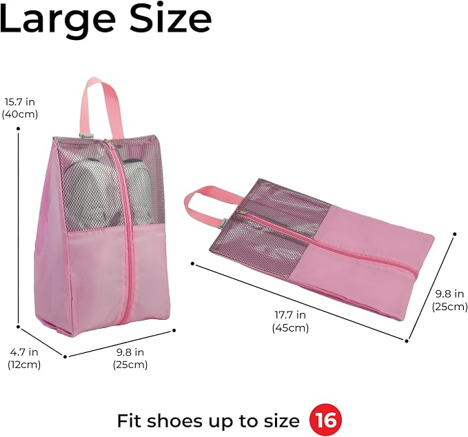 Shoe Bags For Travel, Used As For Storage or Shoe Travel Bag, Featuring Waterproof Nylon Sneaker Bag. (Light Pink, 2 Pack, Large) - Image 2