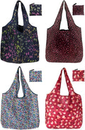 Reusable Grocery Bags,4 Pack 50LBS Foldable Washable Fashion Shopping Bags, Portable Tote Bags Gifts for Women (Butterfly 4 Pack) by NewOpportunityInLivingKindly