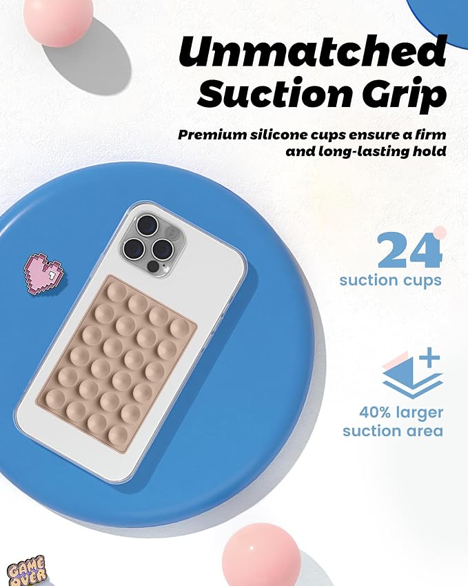 amBand Magnetic Suction Phone Mount Trendy Stocking Stuffers for Men Women Dad Mom Adults, Removable Brown Octo Cup Buddy Sticky Holder for Hands-Free Selfie/Video, Milk Tea - Image 4