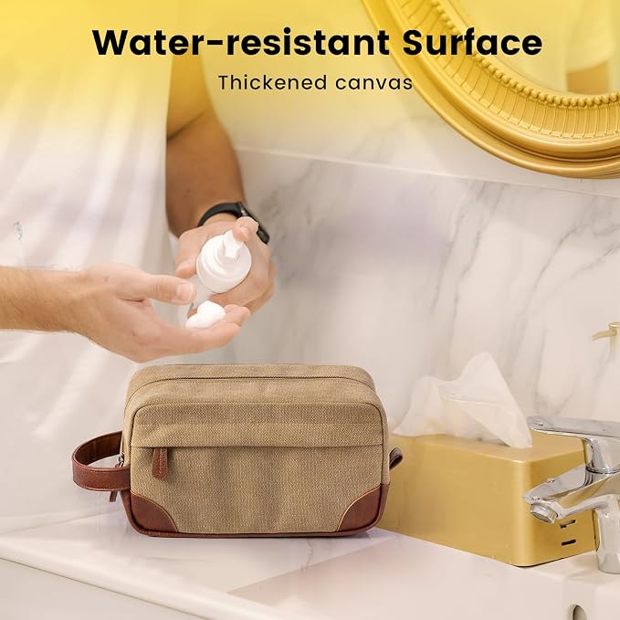 Vorspack Travel Toiletry Bag - Hanging Toiletry Bag for Men Water Resistant Canvas Shaving Bag with Large Capacity for Travel - Brown (Pack of 2) - Image 5
